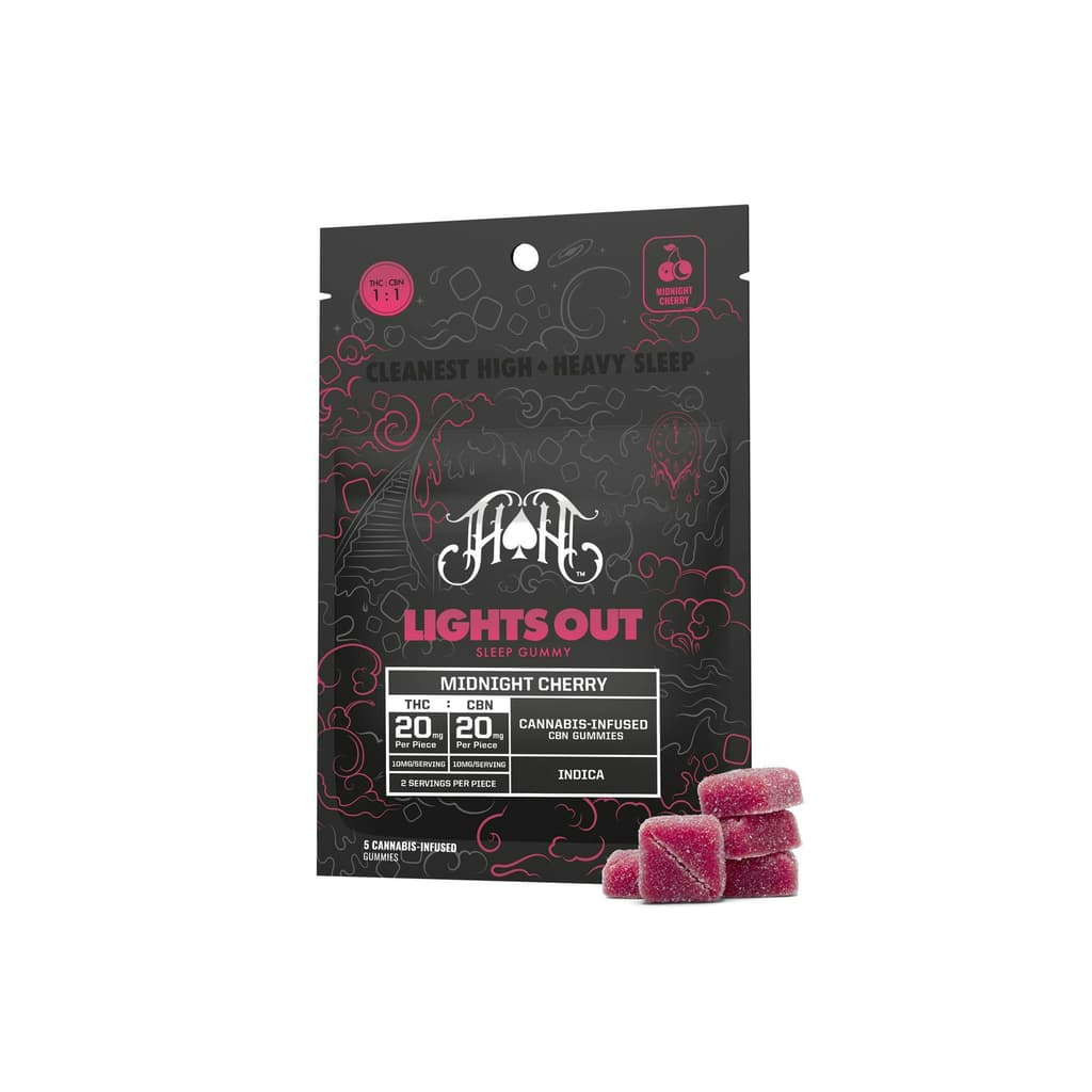 Heavy Hitters Lights Out Midnight Cherry 5pk 20mg Gummies - The