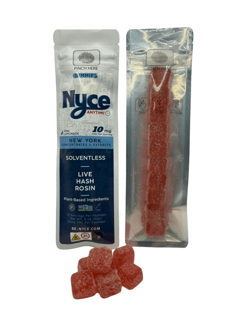 Pink Lemonade 10pk 100mg Live Rosin Gummies - The Flowery NY