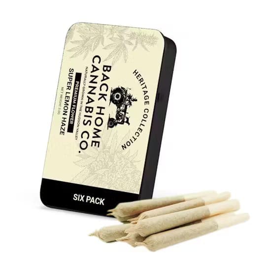 Back Home Cannabis Super Lemon Haze 6pk Prerolls - The Flowery NY