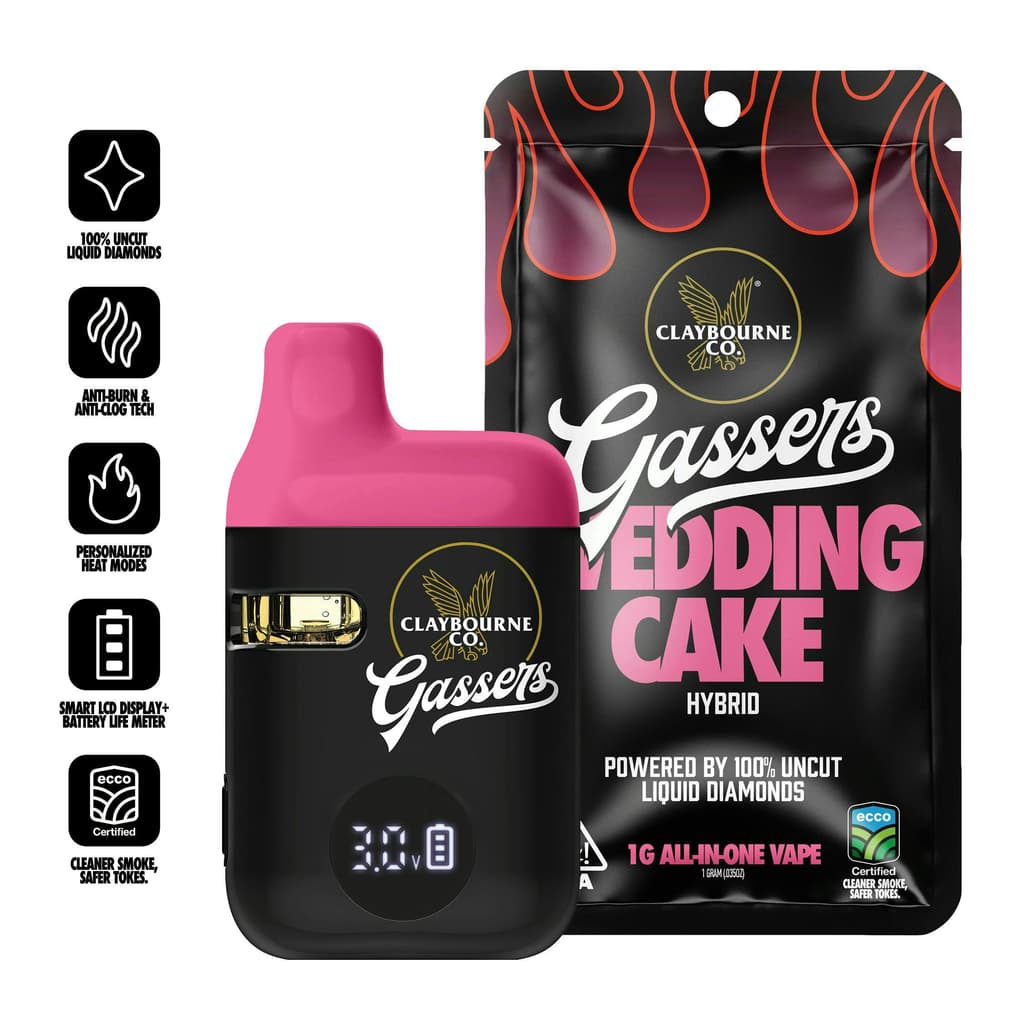 【1ml × 3本】CNP + H4CBDリキッド 90％WEDDINGCAKE Claybourne Co. Liquid Diamond Gassers Wedding Cake Vape - The