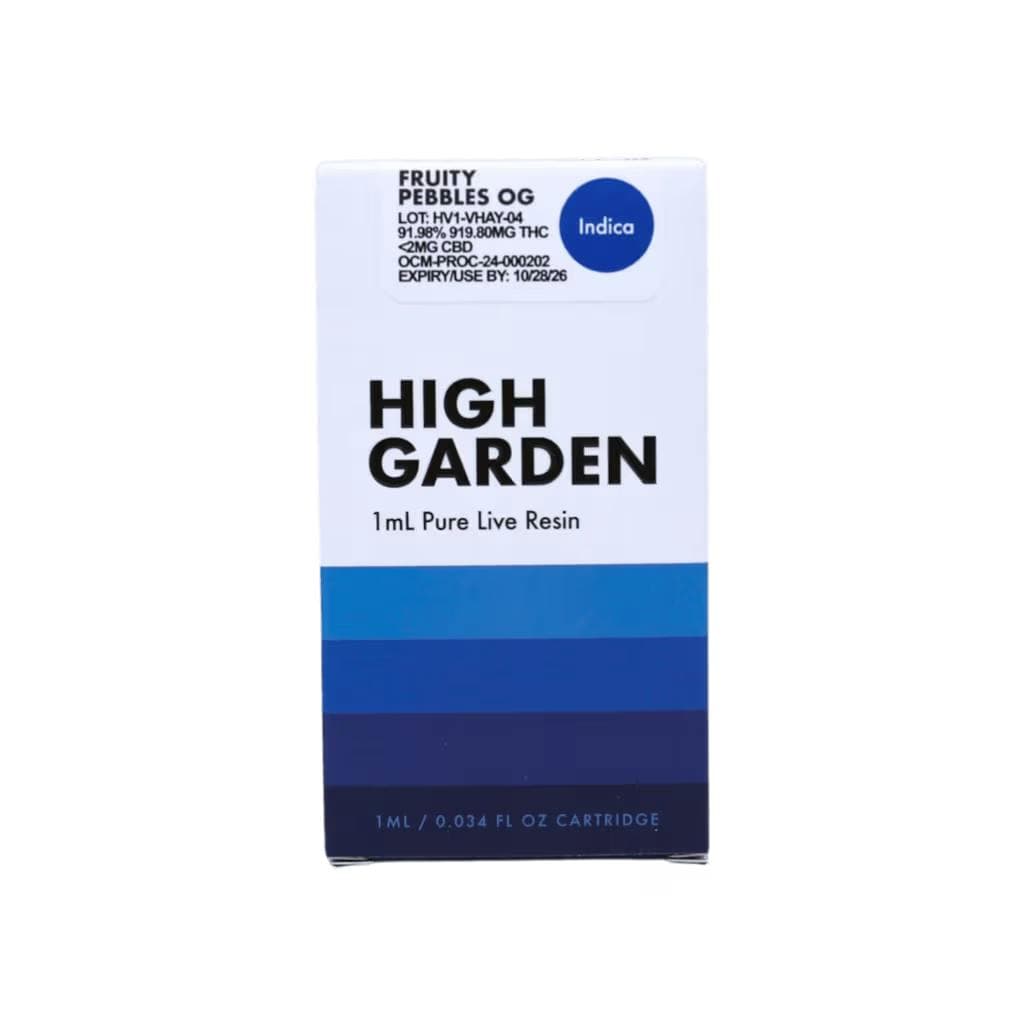 cbd fruity cereal vape cart for sale High Garden Fruity Pebbles Live Resin 510 Cart