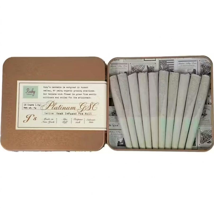 Ruby Farms Hash Infused Doobies Platinum GSC 10pk Prerolls - The