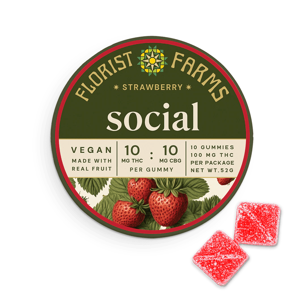 Social | Strawberry | 1:1 | THC:CBG | Vegan | 10pk | 10mg - The